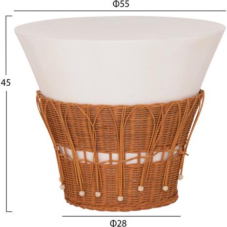 ΤΡΑΠΕΖΙ ΣΑΛΟΝΙΟΥ PERRAL HM18164.02L FIBER CEMENT ΛΕΥΚΟ-ΦΥΣΙΚΟ RATTAN--Φ55x45Υεκ