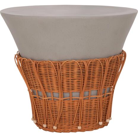 ΤΡΑΠΕΖΙ ΣΑΛΟΝΙΟΥ PERRAL HM18164.03L FIBER CEMENT ΓΚΡΙ-ΦΥΣΙΚΟ RATTAN--Φ55x45Υεκ