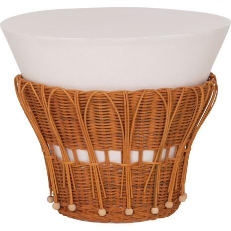 ΤΡΑΠΕΖΙ ΒΟΗΘΗΤΙΚΟ PERRAL HM18164.02S FIBER CEMENT ΛΕΥΚΟ-ΦΥΣΙΚΟ RATTAN--Φ42x36Υεκ