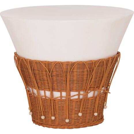 ΤΡΑΠΕΖΙ ΣΑΛΟΝΙΟΥ PERRAL HM18164.02L FIBER CEMENT ΛΕΥΚΟ-ΦΥΣΙΚΟ RATTAN--Φ55x45Υεκ