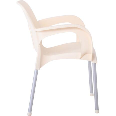 LARA-II Πολυθρόνα Dining Στοιβαζόμενη, ALU Silver, PP Εκρού (Ε306,41)