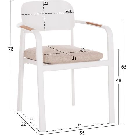ΠΟΛΥΘΡΟΝΑ ΤΡΑΠΕΖΑΡΙΑΣ ELARA HM6414.02 ΛΕΥΚΟ ΑΛΟΥΜΙΝΙΟ-ΜΠΕΖ OLEFIN--TEAK 56x62x78Υεκ