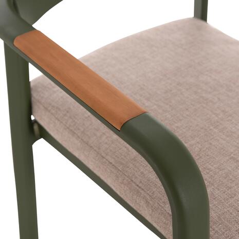 ΠΟΛΥΘΡΟΝΑ ΤΡΑΠΕΖΑΡΙΑΣ ELARA HM6414.06 ΠΡΑΣΙΝΟ ΑΛΟΥΜΙΝΙΟ-ΜΠΕΖ OLEFIN--TEAK 56x62x78Υεκ