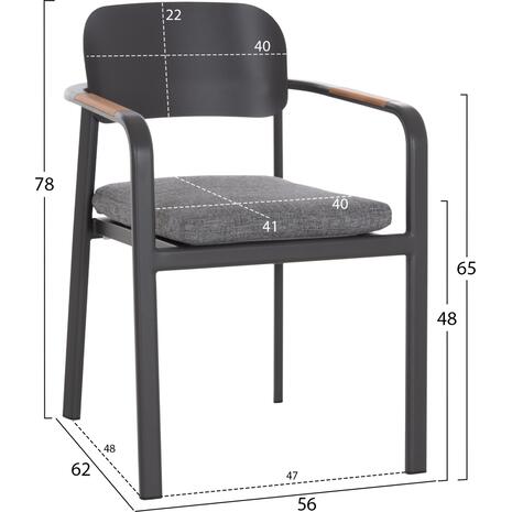 ΠΟΛΥΘΡΟΝΑ ΤΡΑΠΕΖΑΡΙΑΣ ELARA HM6414.01 ΓΚΡΙ ΑΛΟΥΜΙΝΙΟ-OLEFIN--ΞΥΛΟ TEAK 56x62x78Υεκ.