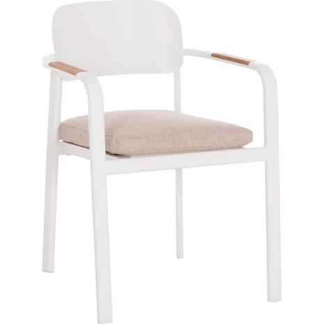 ΠΟΛΥΘΡΟΝΑ ΤΡΑΠΕΖΑΡΙΑΣ ELARA HM6414.02 ΛΕΥΚΟ ΑΛΟΥΜΙΝΙΟ-ΜΠΕΖ OLEFIN--TEAK 56x62x78Υεκ