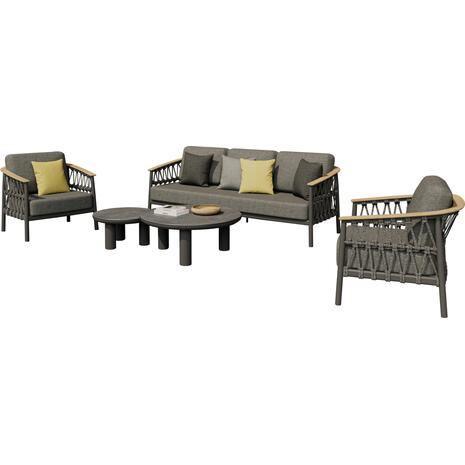 ΣΕΤ ΣΑΛΟΝΙ 5ΤΜΧ STREAM HM6426.01 ΑΝΘΡΑΚΙ ΑΛΟΥΜΙΝΙΟ-STRAP ΣΧΟΙΝΙ-OLEFIN