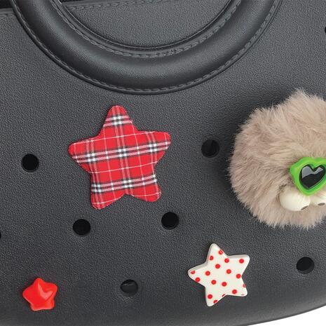 Τσαντάκι Croqbag Cactus με διακοσμητικά pins 22x26 cm - Μαύρο