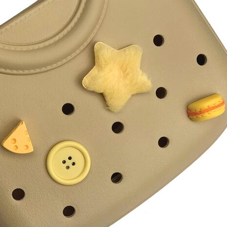 Τσαντάκι Croqbag Cactus με διακοσμητικά pins 22x26 cm - Ιβουάρ