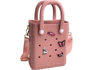 Τσαντάκι Croqbag Cactus με διακοσμητικά pins 16x20 cm - Ροζ