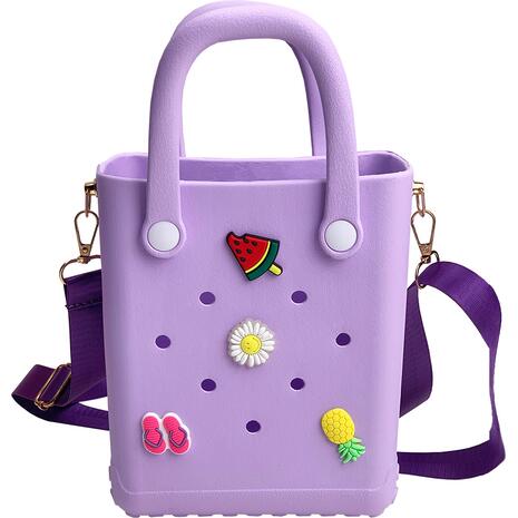 Τσαντάκι Croqbag Cactus με διακοσμητικά pins 16x20 cm - Μωβ