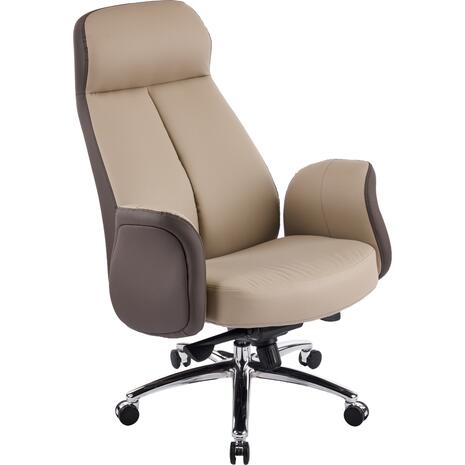 ΚΑΡΕΚΛΑ ΓΡΑΦΕΙΟΥ DRAMON HM18356.02 ΜΠΕΖ-ΚΑΦΕ PU ΔΕΡΜΑ--ΒΑΣΗ ΧΡΩΜΙΟΥ 66x70x132.5Υεκ