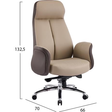 ΚΑΡΕΚΛΑ ΓΡΑΦΕΙΟΥ DRAMON HM18356.02 ΜΠΕΖ-ΚΑΦΕ PU ΔΕΡΜΑ--ΒΑΣΗ ΧΡΩΜΙΟΥ 66x70x132.5Υεκ