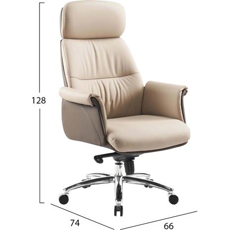 ΚΑΡΕΚΛΑ ΓΡΑΦΕΙΟΥ TOMLIN HM18358.02 ΜΠΕΖ-ΚΑΦΕ PU ΔΕΡΜΑ--ΒΑΣΗ ΧΡΩΜΙΟΥ 72x74x128Υεκ