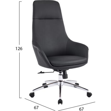 ΚΑΡΕΚΛΑ ΓΡΑΦΕΙΟΥ BEKKER HM18359.01 ΜΑΥΡΟ PU ΔΕΡΜΑ--ΒΑΣΗ ΧΡΩΜΙΟΥ 67x67x126Υεκ