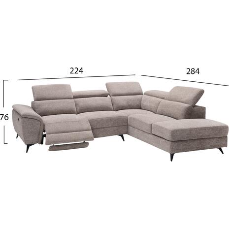 ΚΑΝΑΠΕΣ ΑΡΙΣΤΕΡΗ ΓΩΝΙΑ-ΑΝΑΚΛΙΣΗ & ΑΠΟΘ.ΧΩΡΟΣ-RESTRO HM3339.02L ΜΠΕΖ ΥΦΑΣΜΑ 284x224x76Υεκ