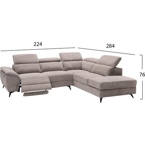 ΚΑΝΑΠΕΣ ΔΕΞΙΑ ΓΩΝΙΑ-ΑΝΑΚΛΙΣΗ & ΑΠΟΘ.ΧΩΡΟΣ-RESTRO HM3339.02R ΜΠΕΖ ΥΦΑΣΜΑ 284x224x76Υ