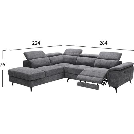 ΚΑΝΑΠΕΣ ΑΡΙΣΤΕΡΗ ΓΩΝΙΑ-ΑΝΑΚΛΙΣΗ & ΑΠΟΘ.ΧΩΡΟΣ-RESTRO HM3339.01L ΓΚΡΙ ΥΦΑΣΜΑ 284x224x76Υεκ