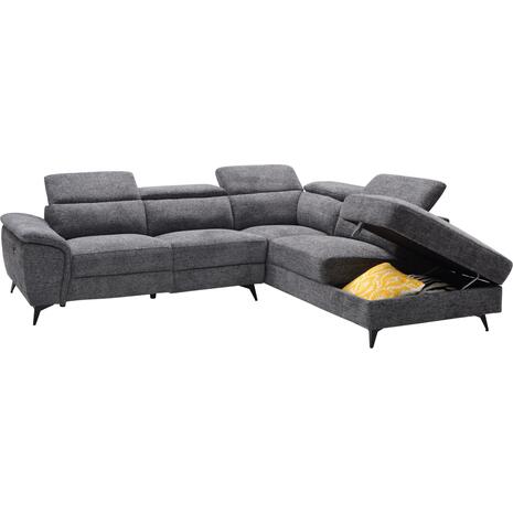 ΚΑΝΑΠΕΣ ΔΕΞΙΑ ΓΩΝΙΑ-ΑΝΑΚΛΙΣΗ & ΑΠΟΘ.ΧΩΡΟΣ-RESTRO HM3339.01R ΓΚΡΙ ΥΦΑΣΜΑ 284x224x76Υεκ