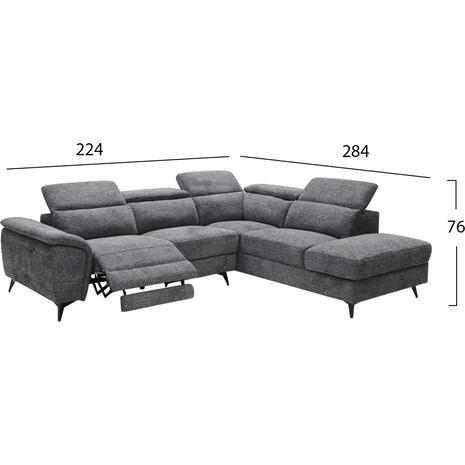 ΚΑΝΑΠΕΣ ΔΕΞΙΑ ΓΩΝΙΑ-ΑΝΑΚΛΙΣΗ & ΑΠΟΘ.ΧΩΡΟΣ-RESTRO HM3339.01R ΓΚΡΙ ΥΦΑΣΜΑ 284x224x76Υεκ