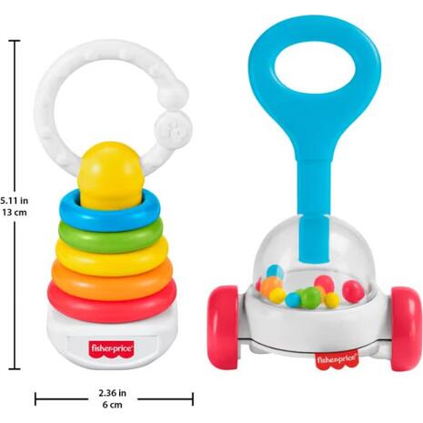 Mattel Fisher-Price Κουδουνίστρες Κλασικά Παιχνίδια - Σετ Των 2 JKP54