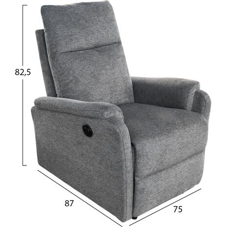 ΠΟΛΥΘΡΟΝΑ RELAX ΜΕ ΗΛΕΚΤΡΙΚΗ ΑΝΑΚΛΙΣΗ SYNTHIA HM3309.03 ΓΚΡΙ ΥΦΑΣΜΑ 75x87x102Yεκ