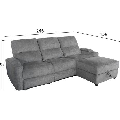 ΚΑΝΑΠΕΣ ΔΕΞΙΑ ΓΩΝΙΑ SYNTHIA HM3308.03R ΑΝΑΚΛΙΣΗ & ΑΠΟΘ.ΧΩΡΟΣ--ΓΚΡΙ 246x159x97Υεκ