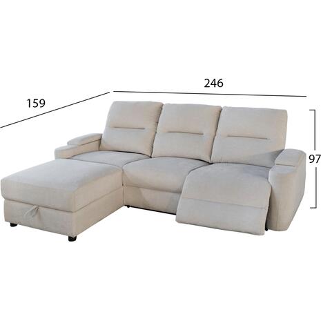 ΚΑΝΑΠΕΣ ΑΡΙΣΤΕΡΗ ΓΩΝΙΑ SYNTHIA HM3308.01L ΑΝΑΚΛΙΣΗ & ΑΠΟΘ.ΧΩΡΟΣ--ΜΠΕΖ 246x159x97Υεκ