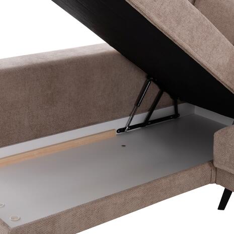 ΚΑΝΑΠΕΣ ΚΡΕΒΑΤΙ ΑΡΙΣΤΕΡΗ ΓΩΝΙΑ ZENORA HM3337.03L ΜΠΕΖ ΥΦΑΣΜΑ 303x214x80Υεκ