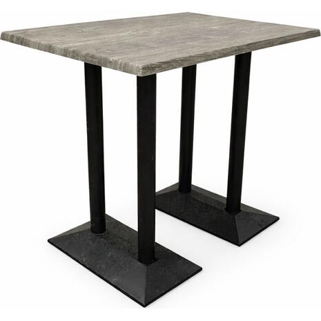 Τραπέζι Werzalit 120x80 σε χρώμα old pine με μαύρη μακρόστενη βάση από μαντέμι Υ108εκ