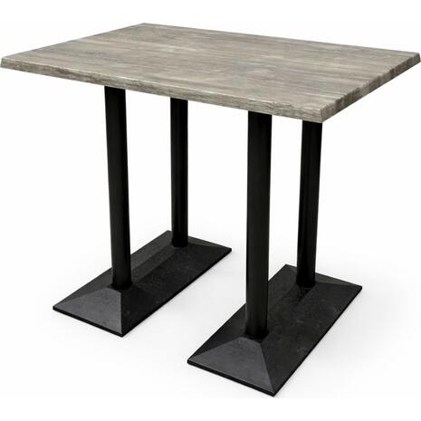 Τραπέζι Werzalit 120x80 σε χρώμα old pine με μαύρη μακρόστενη βάση από μαντέμι Υ108εκ