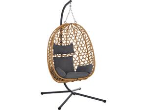 ΚΡΕΜΑΣΤΗ ΦΩΛΙΑ NESTA HM6468.05 ΜΑΥΡΟ ΜΕΤΑΛΛΟ--ΚΑΦΕ P.E.RATTAN 100x100x190Υεκ.