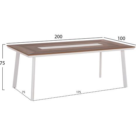 ΤΡΑΠΕΖΙ ΑΛΟΥΜΙΝΙΟΥ TABER HM5131.11 ΛΕΥΚΟ ΜΕ POLYWOOD TOP 200x100x75Υεκ
