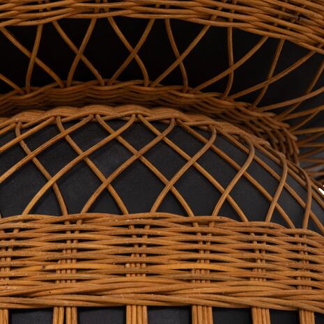 ΒΟΗΘΗΤΙΚΟ ΤΡΑΠΕΖΙ PRILEP HM18159.01 FIBER CEMENT ΜΑΥΡΟ & RATTAN--Φ60x76,5Υεκ