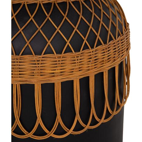 ΒΟΗΘΗΤΙΚΟ ΤΡΑΠΕΖΙ PRILEP HM18159.01 FIBER CEMENT ΜΑΥΡΟ & RATTAN--Φ60x76,5Υεκ