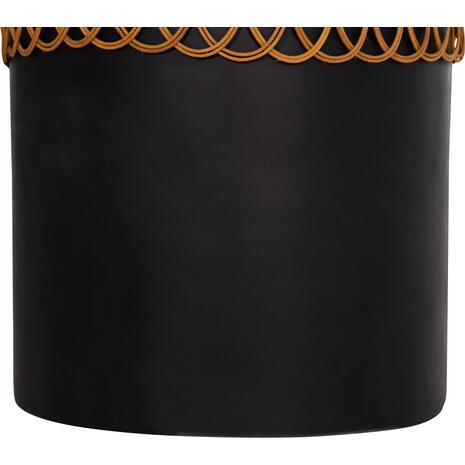 ΒΟΗΘΗΤΙΚΟ ΤΡΑΠΕΖΙ PRILEP HM18159.01 FIBER CEMENT ΜΑΥΡΟ & RATTAN--Φ60x76,5Υεκ