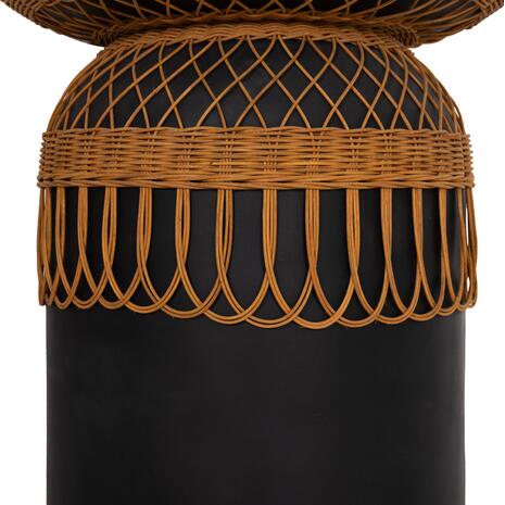 ΒΟΗΘΗΤΙΚΟ ΤΡΑΠΕΖΙ PRILEP HM18159.01 FIBER CEMENT ΜΑΥΡΟ & RATTAN--Φ60x76,5Υεκ