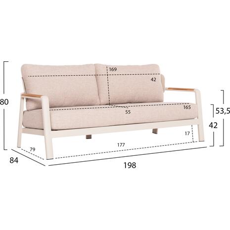 ΣΕΤ ΣΑΛΟΝΙ ΕΞ.ΧΩΡΟΥ 4ΤΜΧ ELARA HM6195.05 ΜΠΕΖ ΑΛΟΥΜΙΝΙΟ & OLEFIN-TEAK ΦΥΣΙΚΟ