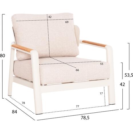 ΣΕΤ ΣΑΛΟΝΙ ΕΞ.ΧΩΡΟΥ 4ΤΜΧ ELARA HM6195.05 ΜΠΕΖ ΑΛΟΥΜΙΝΙΟ & OLEFIN-TEAK ΦΥΣΙΚΟ