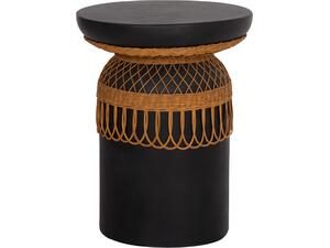 ΒΟΗΘΗΤΙΚΟ ΤΡΑΠΕΖΙ PRILEP HM18159.01 FIBER CEMENT ΜΑΥΡΟ & RATTAN--Φ60x76,5Υεκ