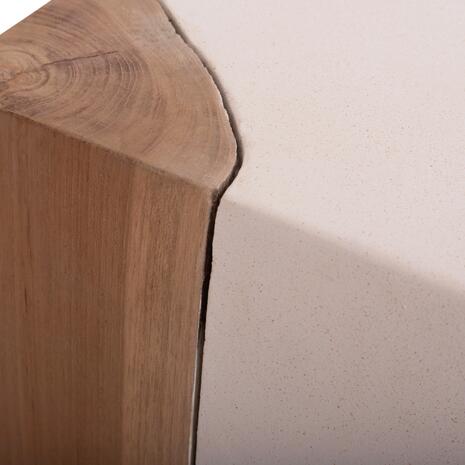 ΒΟΗΘΗΤΙΚΟ ΤΡΑΠΕΖΙ LEIA-ΣΚΑΜΠΟ HM18163.02 FIBER CEMENT ΛΕΥΚΟ-ΞΥΛΟ TEAK 32.5x32.5x46Υεκ.