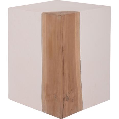 ΒΟΗΘΗΤΙΚΟ ΤΡΑΠΕΖΙ LEIA-ΣΚΑΜΠΟ HM18163.02 FIBER CEMENT ΛΕΥΚΟ-ΞΥΛΟ TEAK 32.5x32.5x46Υεκ.