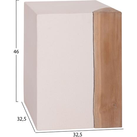 ΒΟΗΘΗΤΙΚΟ ΤΡΑΠΕΖΙ LEIA-ΣΚΑΜΠΟ HM18163.02 FIBER CEMENT ΛΕΥΚΟ-ΞΥΛΟ TEAK 32.5x32.5x46Υεκ.