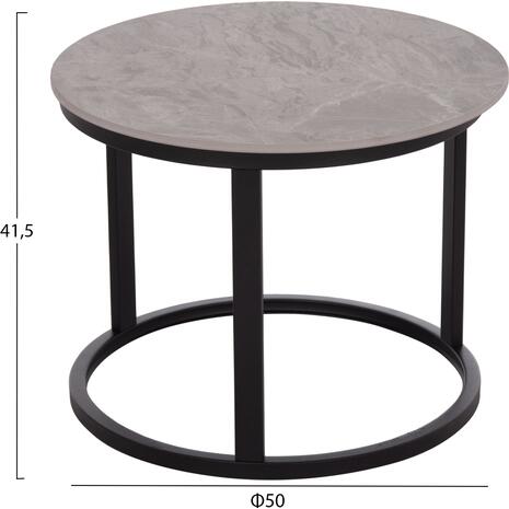 ΤΡΑΠΕΖΙ ΣΑΛΟΝΙΟΥ 2ΤΜΧ TALOS ΚΕΡΑΜΙΚΟ TOP ΜΕ ΟΨΗ ΓΚΡΙ ΜΑΡΜΑΡΟΥ HM18140.04 Φ70+Φ50