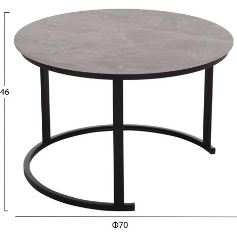 ΤΡΑΠΕΖΙ ΣΑΛΟΝΙΟΥ 2ΤΜΧ TALOS ΚΕΡΑΜΙΚΟ TOP ΜΕ ΟΨΗ ΓΚΡΙ ΜΑΡΜΑΡΟΥ HM18140.04 Φ70+Φ50