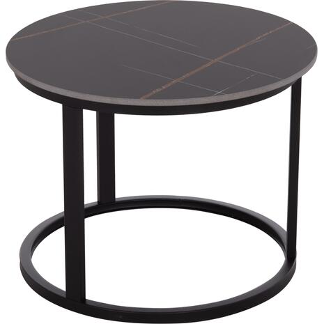 ΤΡΑΠΕΖΙ ΣΑΛΟΝΙΟΥ 2ΤΜΧ TALOS ΚΕΡΑΜΙΚΟ TOP ΜΕ ΟΨΗ ΜΑΥΡΟΥ ΜΑΡΜΑΡΟΥ HM18140.02 Φ70+Φ50