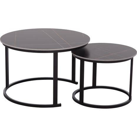 ΤΡΑΠΕΖΙ ΣΑΛΟΝΙΟΥ 2ΤΜΧ TALOS ΚΕΡΑΜΙΚΟ TOP ΜΕ ΟΨΗ ΜΑΥΡΟΥ ΜΑΡΜΑΡΟΥ HM18140.02 Φ70+Φ50