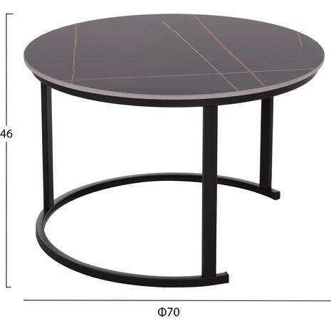 ΤΡΑΠΕΖΙ ΣΑΛΟΝΙΟΥ 2ΤΜΧ TALOS ΚΕΡΑΜΙΚΟ TOP ΜΕ ΟΨΗ ΜΑΥΡΟΥ ΜΑΡΜΑΡΟΥ HM18140.02 Φ70+Φ50