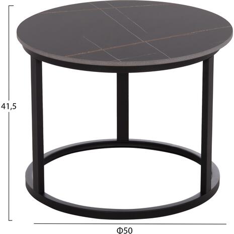 ΤΡΑΠΕΖΙ ΣΑΛΟΝΙΟΥ 2ΤΜΧ TALOS ΚΕΡΑΜΙΚΟ TOP ΜΕ ΟΨΗ ΜΑΥΡΟΥ ΜΑΡΜΑΡΟΥ HM18140.02 Φ70+Φ50