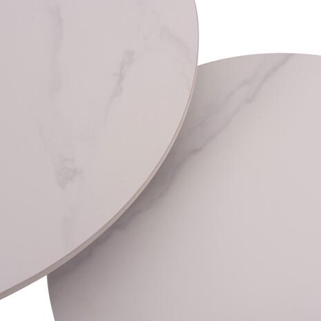 ΤΡΑΠΕΖΙA ΣΑΛΟΝΙΟΥ ΣΕΤ 2ΤΜΧ TALOS ΚΕΡΑΜΙΚΟ TOP ΜΕ ΟΨΗ ΛΕΥΚΟΥ ΜΑΡΜΑΡΟΥ HM18140.01 Φ70+Φ50