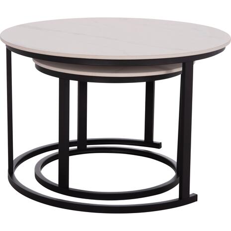 ΤΡΑΠΕΖΙA ΣΑΛΟΝΙΟΥ ΣΕΤ 2ΤΜΧ TALOS ΚΕΡΑΜΙΚΟ TOP ΜΕ ΟΨΗ ΛΕΥΚΟΥ ΜΑΡΜΑΡΟΥ HM18140.01 Φ70+Φ50